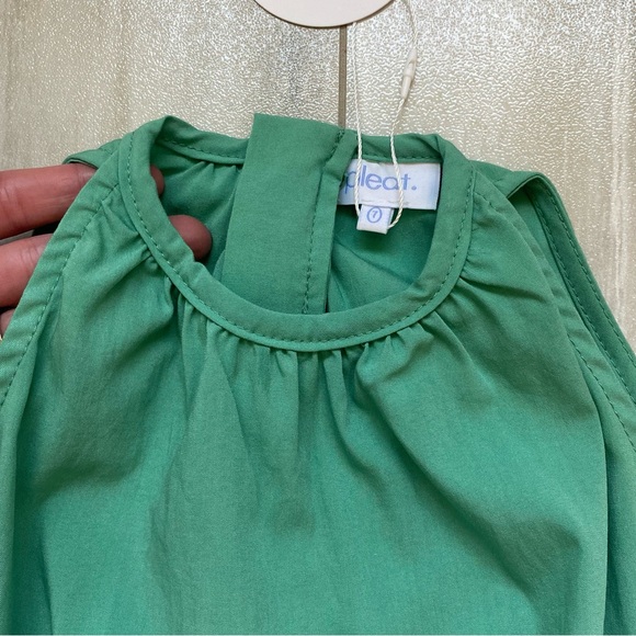 NWT Pleat. Wells Jade Green High Neck Sleeveless Dress Layered Skirt, girls 7 - Picture 5 of 13